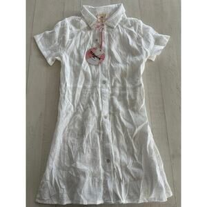 Hayden Girls Shirt Dress Floral White Button Up Size 7/8 NWT (missing belt)